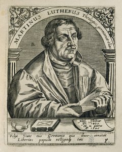 Martin Luther (1483-1546). Réformateur religieux allemand. Gravure. Espagne. Madrid. Bibliothèque nationale - Theodor de Bry