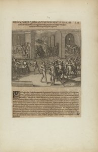 Mercatores Quidam cum Deessent Illis Cibi/Quibus Vescerentur in.... (extrait du livre Americae, cinquième partie) - Theodor de Bry