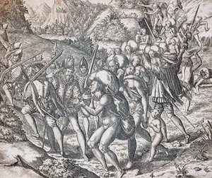 Les indigènes embarqués sur des navires pour être emmenés en esclavage à Séville, gravure de Theodor de Bry, Antilles