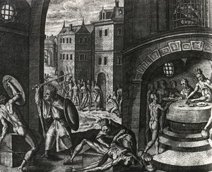 Prêtre tuant la victime d
