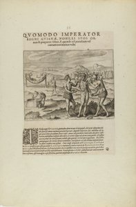Quomodo Imperator/Regni Guianae, Nobiles Suos Or-/Nare.... (extrait du livre Americae, parties sept et huit) - Theodor de Bry