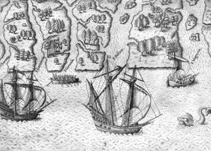 Les explorateurs français explorent six rivières sur la côte de la Floride - Theodor de Bry