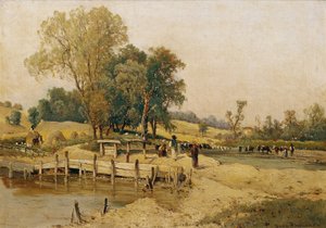 Paysage hongrois avec abreuvoir - Theodor von Hormann