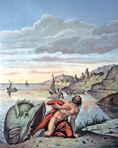 Jonas sort du ventre de la baleine, milieu du 19e siècle (illustration) - Theodore (after) Amst