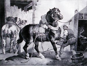 La forge (lithographie) - Theodore (after) Gericault