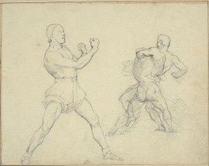 Boxeur face à droite et deux hommes en lutte - Theodore Gericault