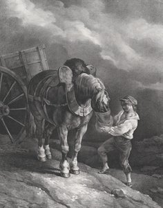 Garçon nourrissant un cheval de trait avec un sac à nez - Theodore Gericault