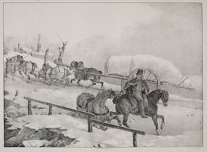 Quatre sujets divers : Chariot grimpant une colline - Theodore Gericault