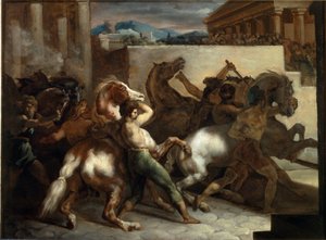 Courses de chevaux libres à Rome - Theodore Gericault
