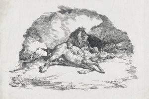 Lion dévorant un cheval, 1818 - Theodore Gericault
