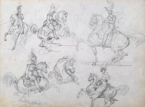 Cavaliers sur des chevaux cabrés - Theodore Gericault