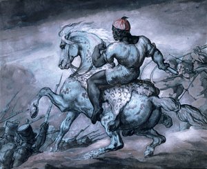 Scène de la guerre coloniale : Un Noir sur un cheval cabré - Theodore Gericault