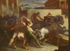 La course de chevaux sauvages à Rome, vers 1817 - Theodore Gericault