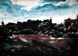 Vue des collines de Montmartre (aquarelle)