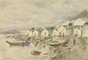 Le village indigène du ranch, Sitka, 1884 - Theodore J. Richardson