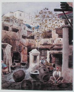 Une teinturerie, Rue du Divan, Alger. c.1835 - Theodore Leblanc