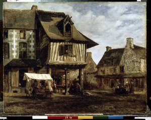 Place du marché en Normandie - Theodore Rousseau