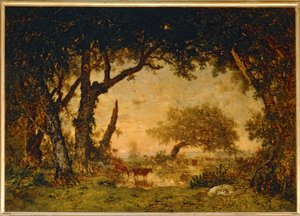 Sortie de la Foret a Fontainebleau, soleil couchant … - Theodore Rousseau