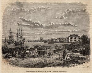 La rade de Saigon, gravure d