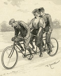 Bicyclette pour trois personnes, appelée tandem