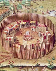Village fortifié indien de Pomeiok - Theodore de Bry