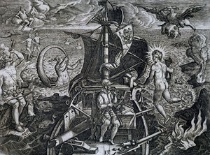 Allégorie des voyages de Ferdinand Magellan (1480-1521), gravure de Theodor de Bry (1528-1598) - Theodore de Bry