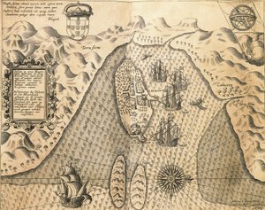 Côtes du Mozambique de, Les Indes orientales par Johannes Hugonis Linschooten et Theodore de Bry, gravure