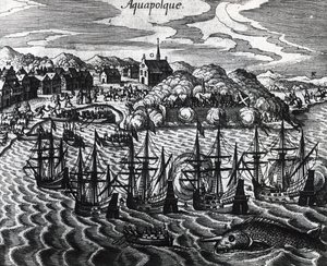 Flotte de galions dans le port d