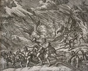 Ouragan coulant la Santa Maria, caravelle de Christophe Colomb - Theodore de Bry
