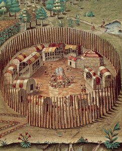 Village fortifié amérindien en Virginie - Theodore de Bry