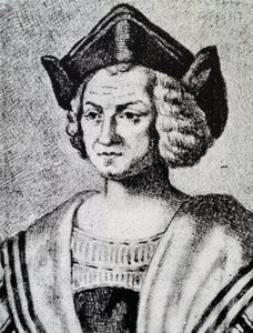 Portrait de Christophe Colomb, gravure par Theodore de Bry - Theodore de Bry