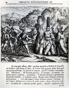 Le bûcher de Hatuey par les Espagnols à Yara, Cuba, le 2 février 1512, 1664 - Theodore de Bry