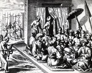 Cérémonie de mariage à Bantam, Île de Java, par Theodor de Bry, gravure - Theodore de Bry