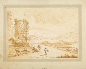 Baie de mer avec ruine et staffage figuratif - Theodorus Wilkens