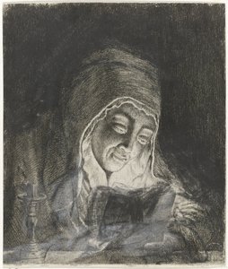 Femme lisant à la lumière d
