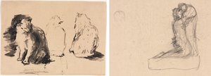 Chats (recto); Esquisse de deux figures s