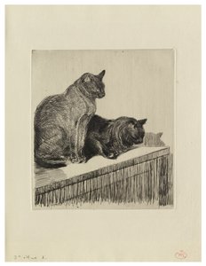 Deux chats sur un meuble - Théophile Alexandre Steinlen
