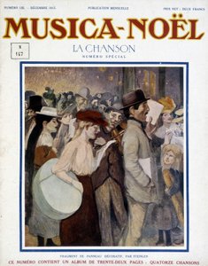 Magazine « musica Noel », numéro spécial chanson de décembre 1913. La couverture consiste en un fragment de panneau décoratif de Steinlen. - Théophile Alexandre Steinlen