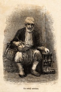 Un vendeur de café (cafedji) en voyage, dans le bazar de Trébizonde, gravure d