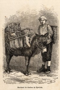 Un marchand de charbon, avec son âne, à Djewilisk (Anatolie du Nord), gravé d