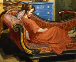 Fille reposant sur une chaise longue