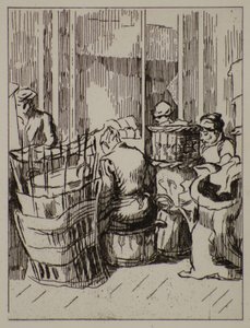 Hommes et femmes avec des paniers, 20e siècle