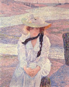 Jeune femme sur les rives de la rivière Grève, 1901 - Théo van Rysselberghe