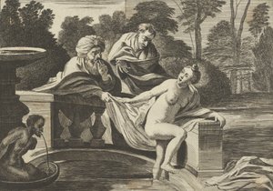Suzanne, partiellement nue et sortant d