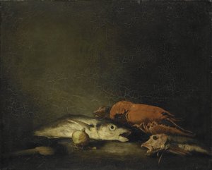 Nature morte avec poissons et un homard - Théodule Augustin Ribot