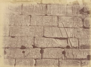 Vue rapprochée des inscriptions hiéroglyphiques et sculptures (Liste des nations vaincues), Karnak - Théodule Devéria
