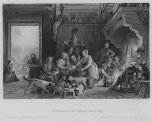 Un Cabaret dans les Pyrénées (jour de pluie) (gravure) - Thomas (after) Allom