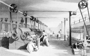 Cardage, dessin et filage, gravé par J. Carter - Thomas (after) Allom