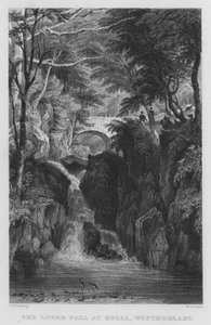 La Chute Inférieure à Rydal, Westmorland (gravure) - Thomas (after) Allom