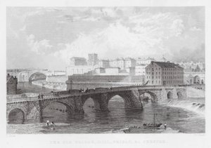 Le vieux pont, moulin, prison, etc., Chester (gravure) - Thomas (after) Allom